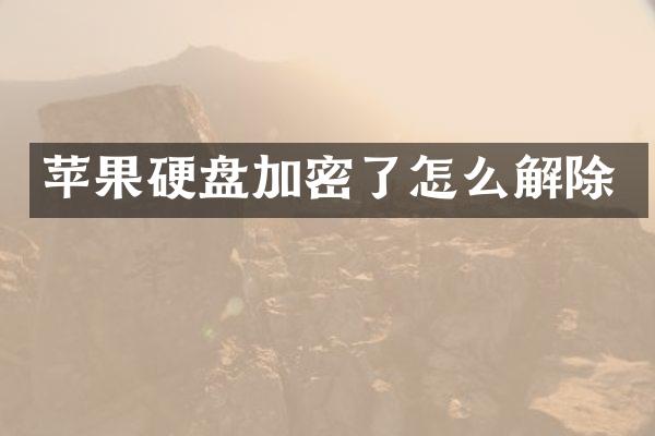 苹果硬盘加密了怎么解除