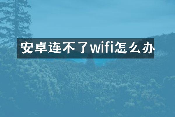 安卓连不了wifi怎么办