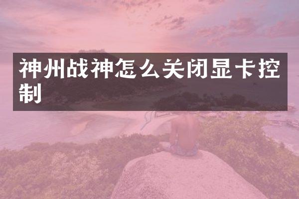 神州战神怎么关闭显卡控制