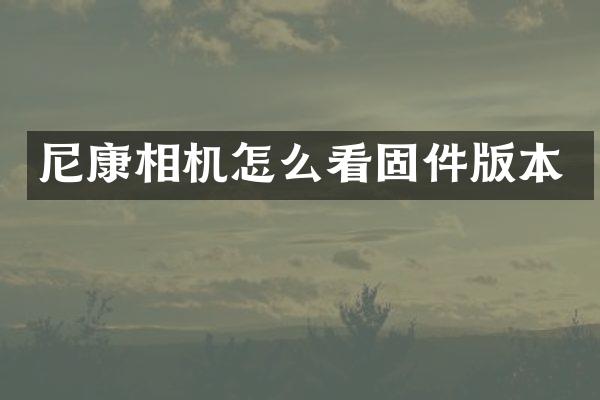 尼康相机怎么看固件版本