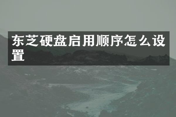 东芝硬盘启用顺序怎么设置