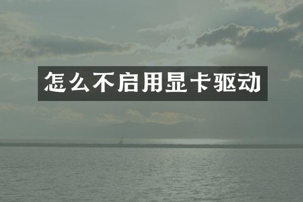 怎么不启用显卡驱动