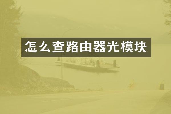 怎么查路由器光模块