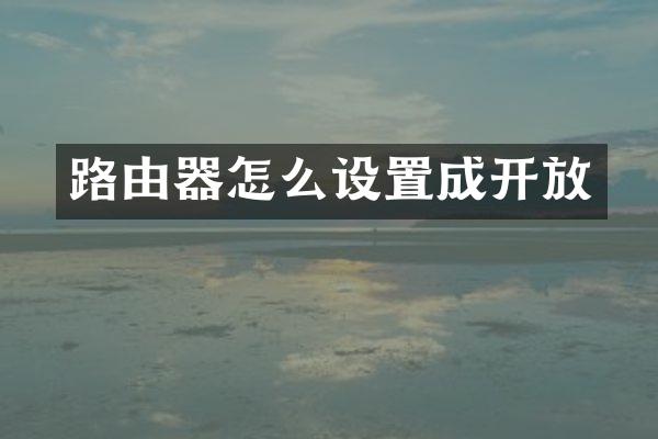 路由器怎么设置成开放