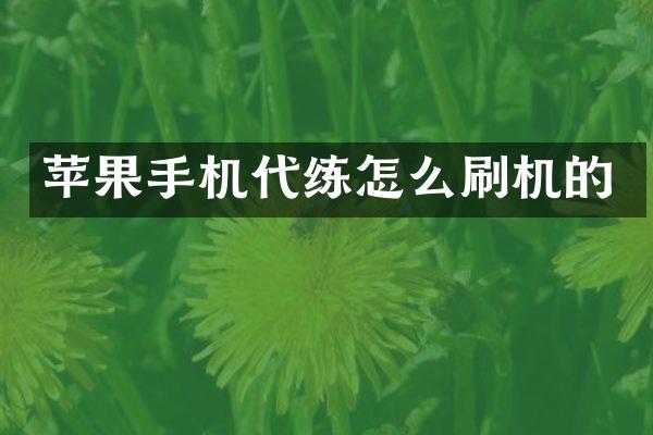 苹果手机代练怎么刷机的