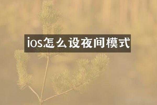 ios怎么设夜间模式