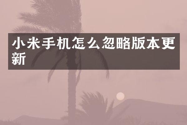 小米手机怎么忽略版本更新