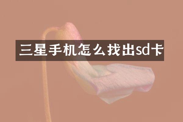 三星手机怎么找出sd卡