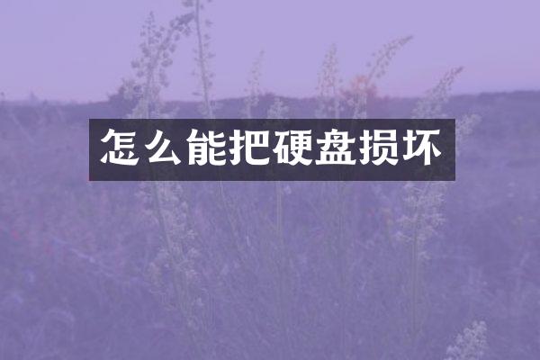 怎么能把硬盘损坏