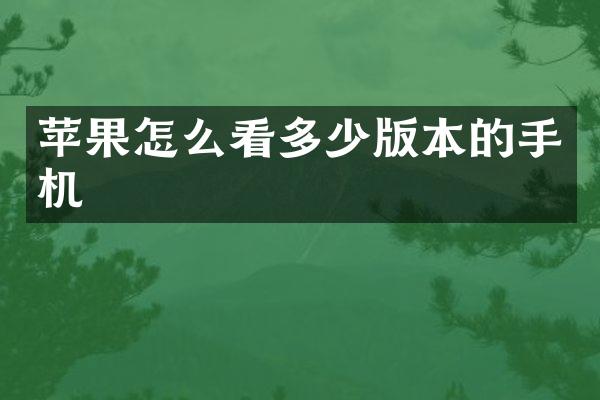 苹果怎么看多少版本的手机
