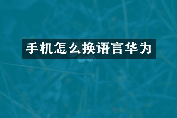 手机怎么换语言华为