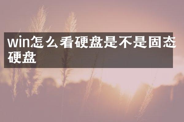 win怎么看硬盘是不是固态硬盘