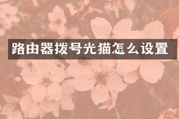 路由器拨号光猫怎么设置