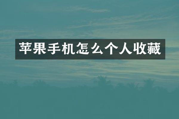 苹果手机怎么个人收藏
