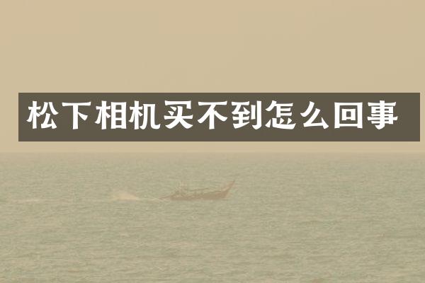 相机买不到怎么回事