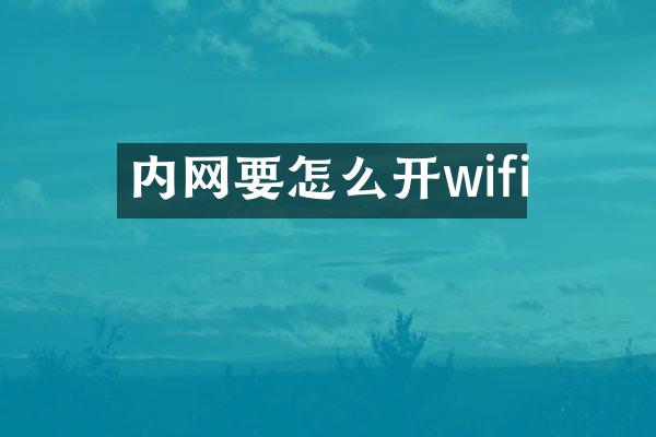 内网要怎么开wifi