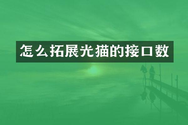 怎么拓展光猫的接口数
