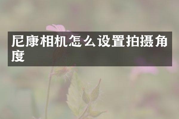 尼康相机怎么设置拍摄角度