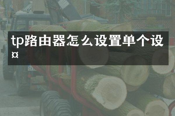tp路由器怎么设置单个设备