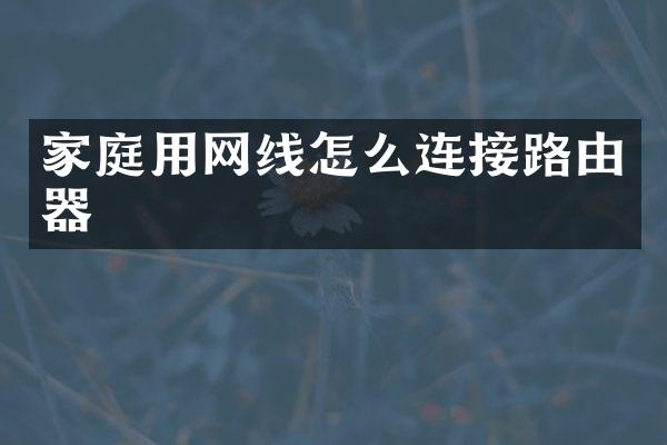 家庭用网线怎么连接路由器