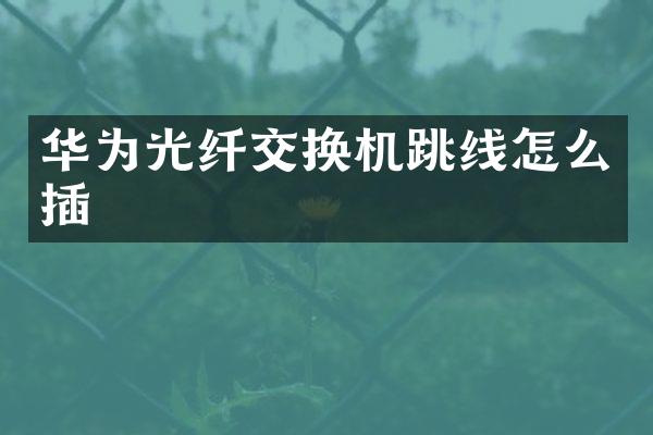 华为光纤交换机跳线怎么插