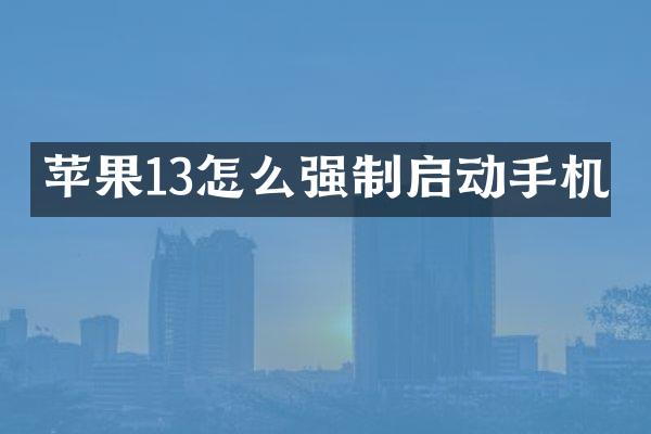 苹果13怎么强制启动手机