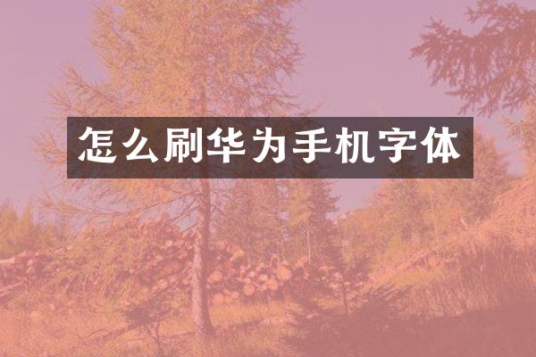 怎么刷华为手机字体