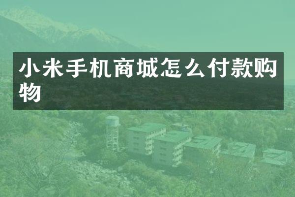 小米手机商城怎么付款购物