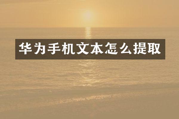 华为手机文本怎么提取