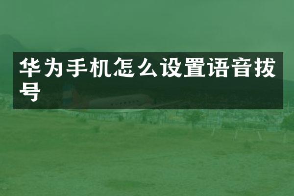 华为手机怎么设置语音拔号