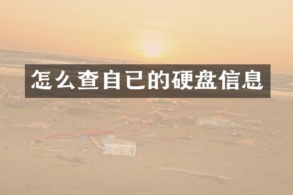 怎么查自已的硬盘信息