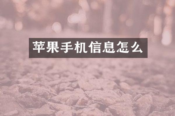 苹果手机信息怎么