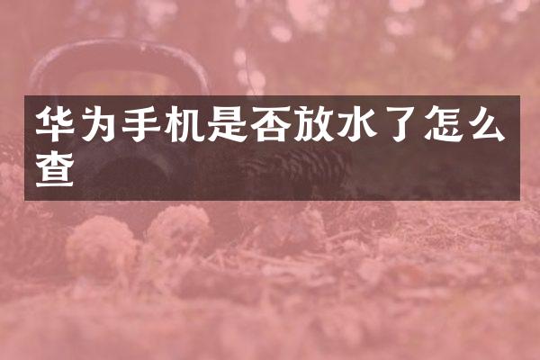 华为手机是否放水了怎么查