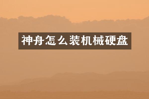 神舟怎么装机械硬盘