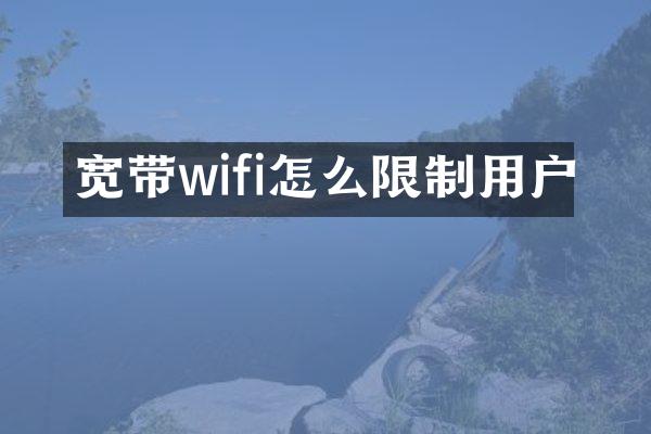 宽带wifi怎么限制用户