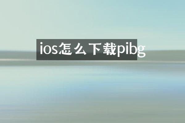 ios怎么下载pibg