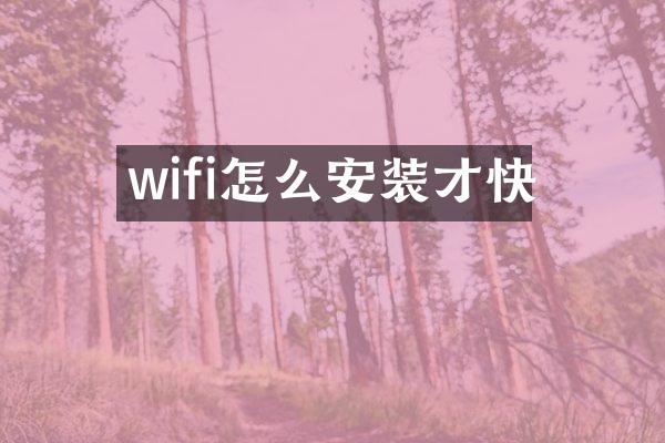 wifi怎么安装才快
