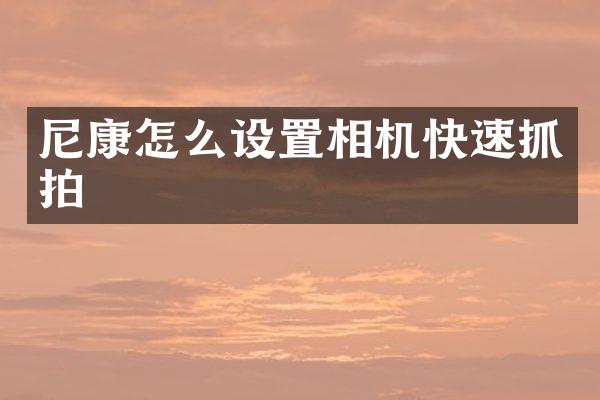 尼康怎么设置相机快速抓拍