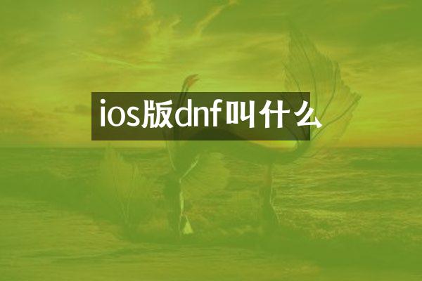 ios版dnf叫什么