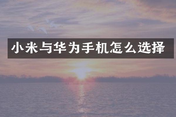 小米与华为手机怎么选择