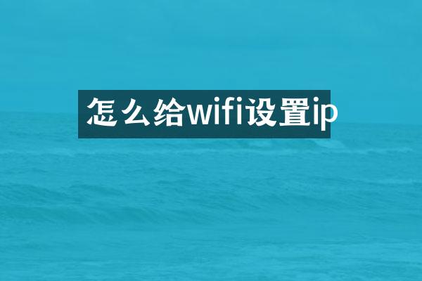 怎么给wifi设置ip