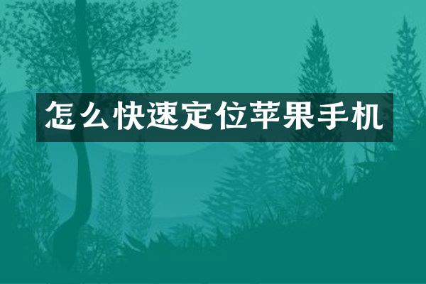 怎么快速定位苹果手机