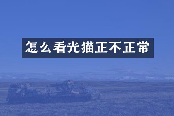 怎么看光猫正不正常