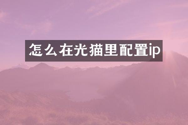 怎么在光猫里配置ip