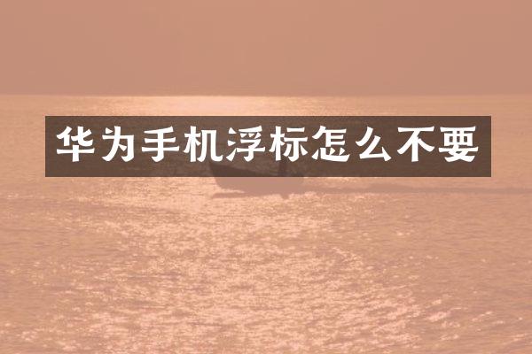 华为手机浮标怎么不要