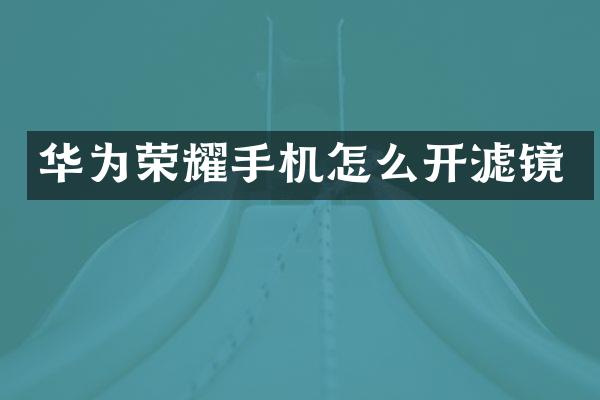 华为荣耀手机怎么开滤镜