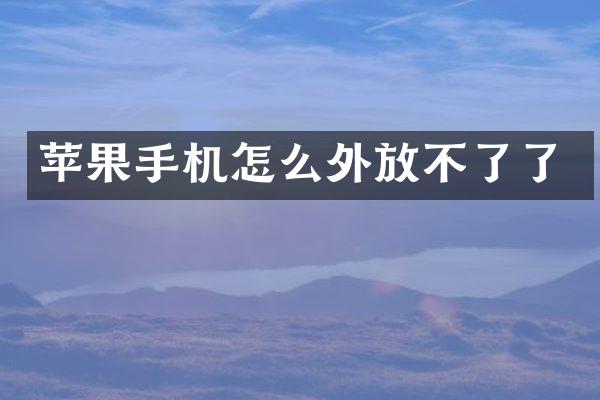 苹果手机怎么外放不了了