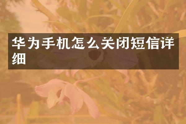华为手机怎么关闭短信详细