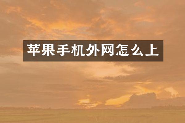 苹果手机外网怎么上