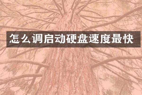 怎么调启动硬盘速度最快